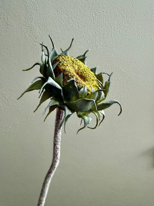 24" Real Touch Sunflower Seed Head Stem, Faux Dried Look Sunflower