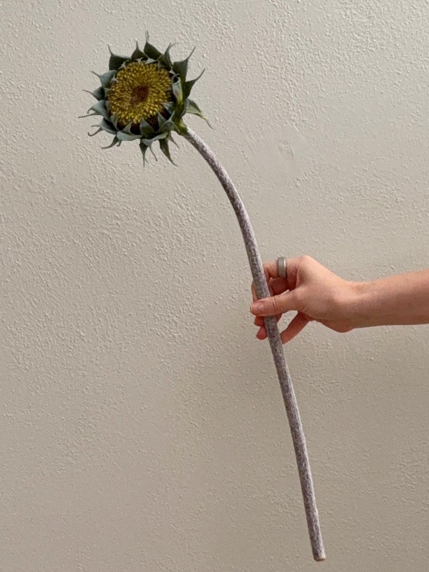 24" Real Touch Sunflower Seed Head Stem, Faux Dried Look Sunflower
