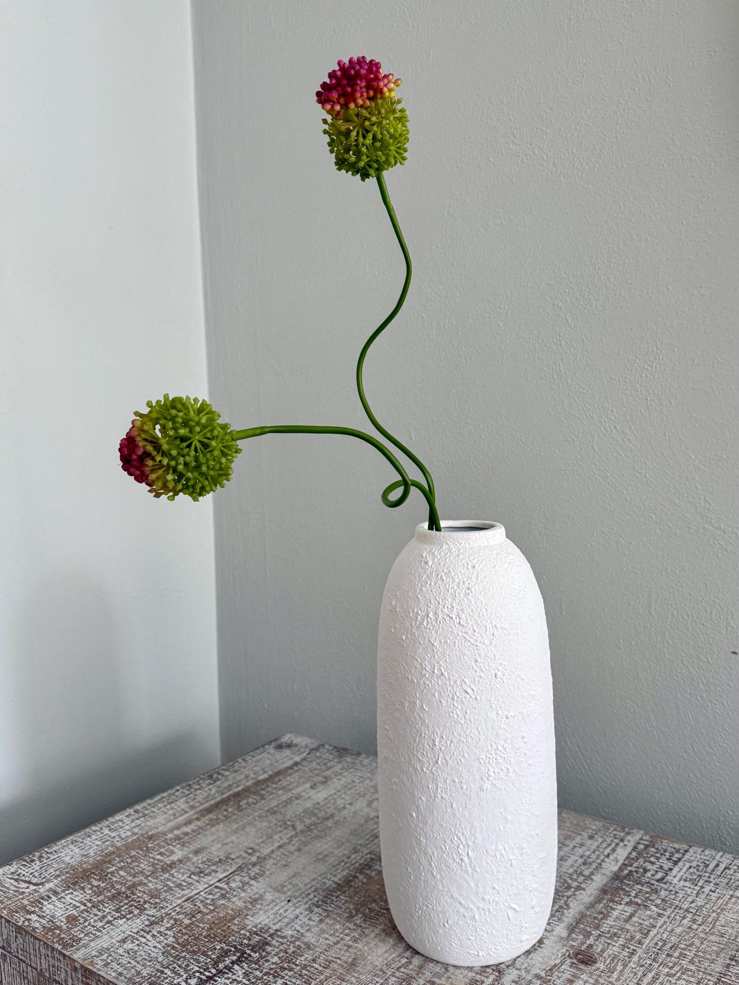 2 Heads Artificial Allium, Silk Dandelion Flower 27.8", Faux Allium Bouquet