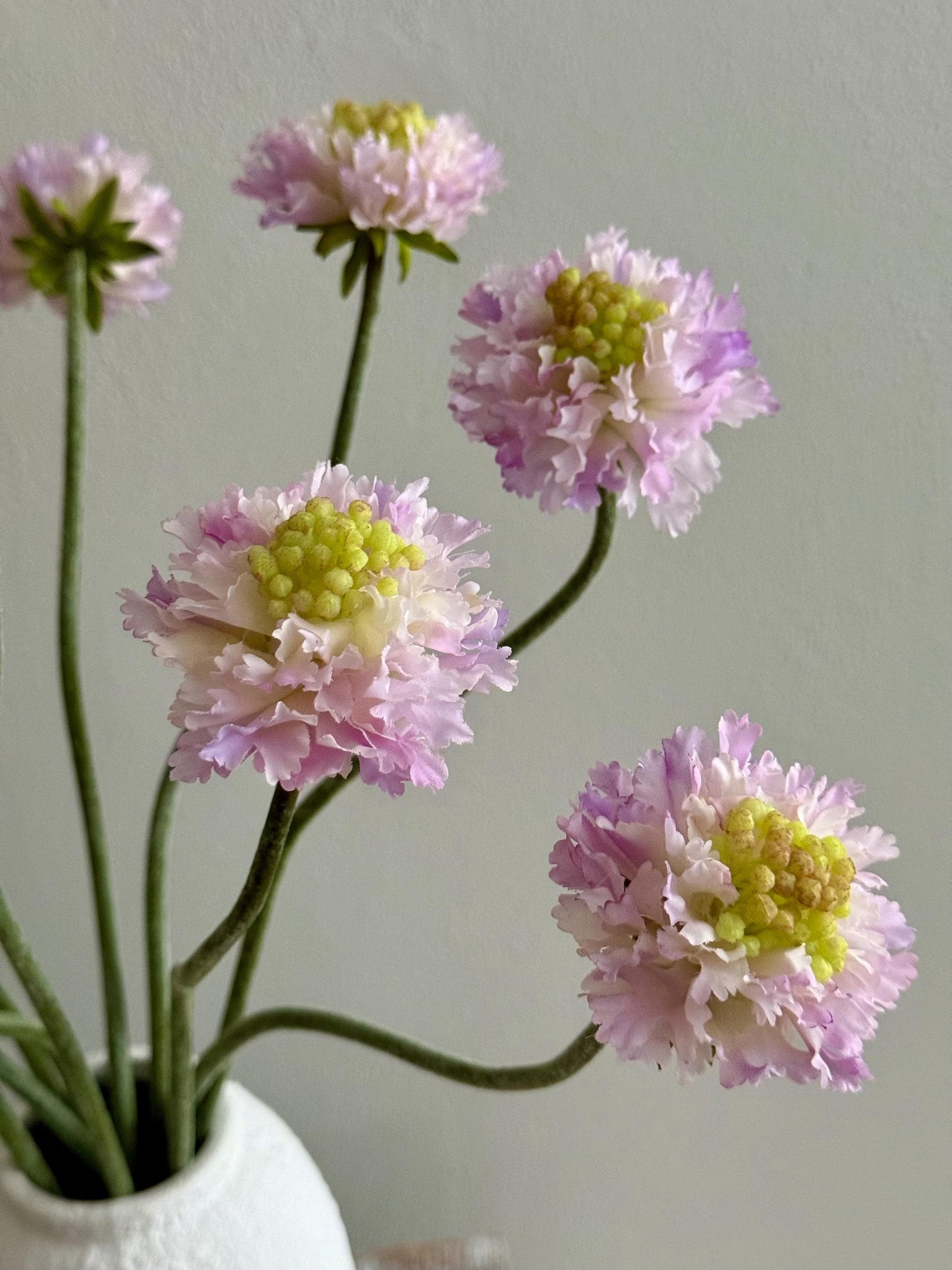 24.4" Artificial Pink Purple Scabiosa Stem, Faux Pincushion Flower, Silk Flower Daisy