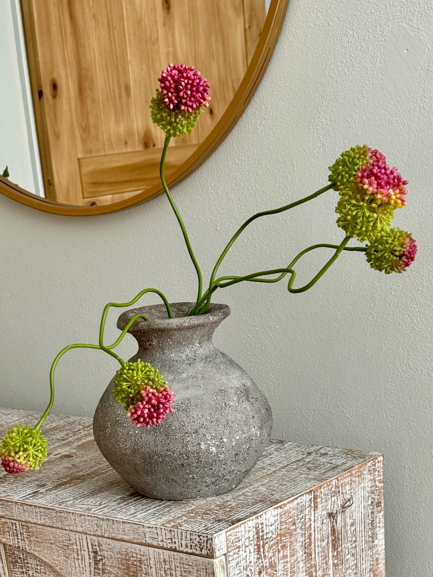2 Heads Artificial Allium, Silk Dandelion Flower 27.8", Faux Allium Bouquet