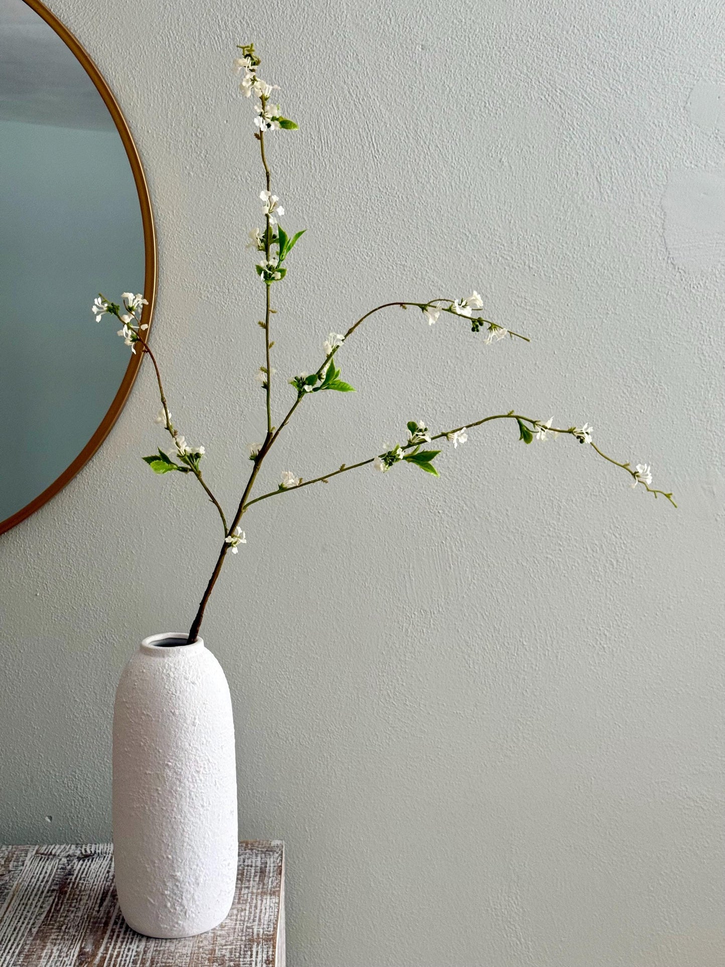 39.5" Artificial Snow Willow Branch White Flowers, Long Faux Greenery Stem