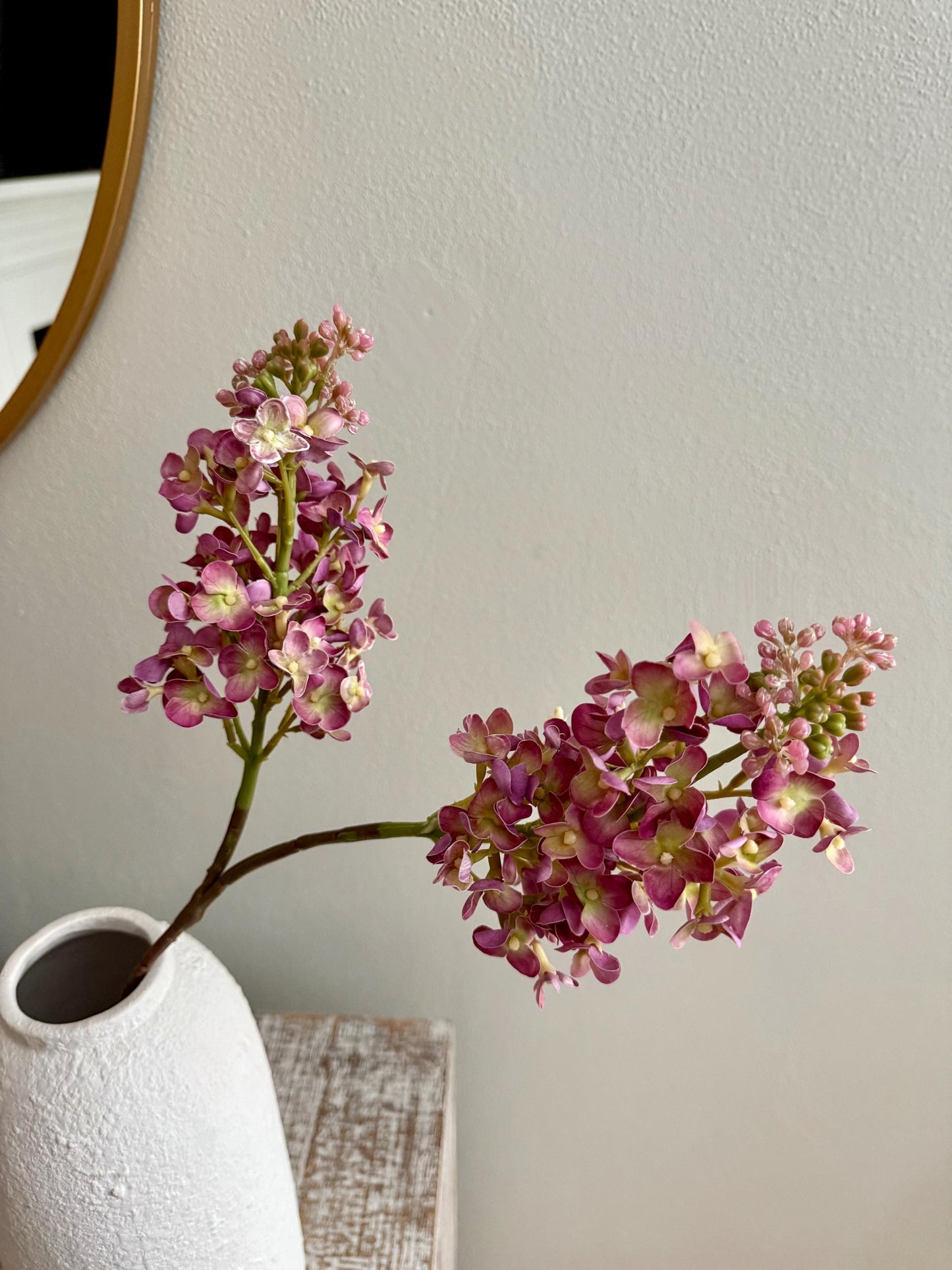 25" Real Touch Lilac Branch, Faux Flower Purple or Pink Stem for Vase Decor