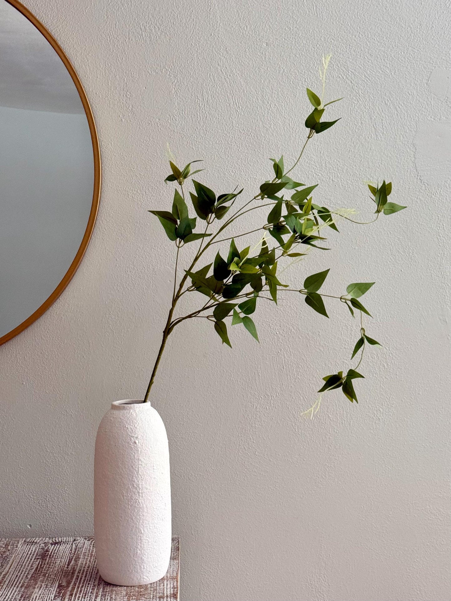 Artificial Clematis Leaves Branch Greenery, Long Faux Stem 44.5"