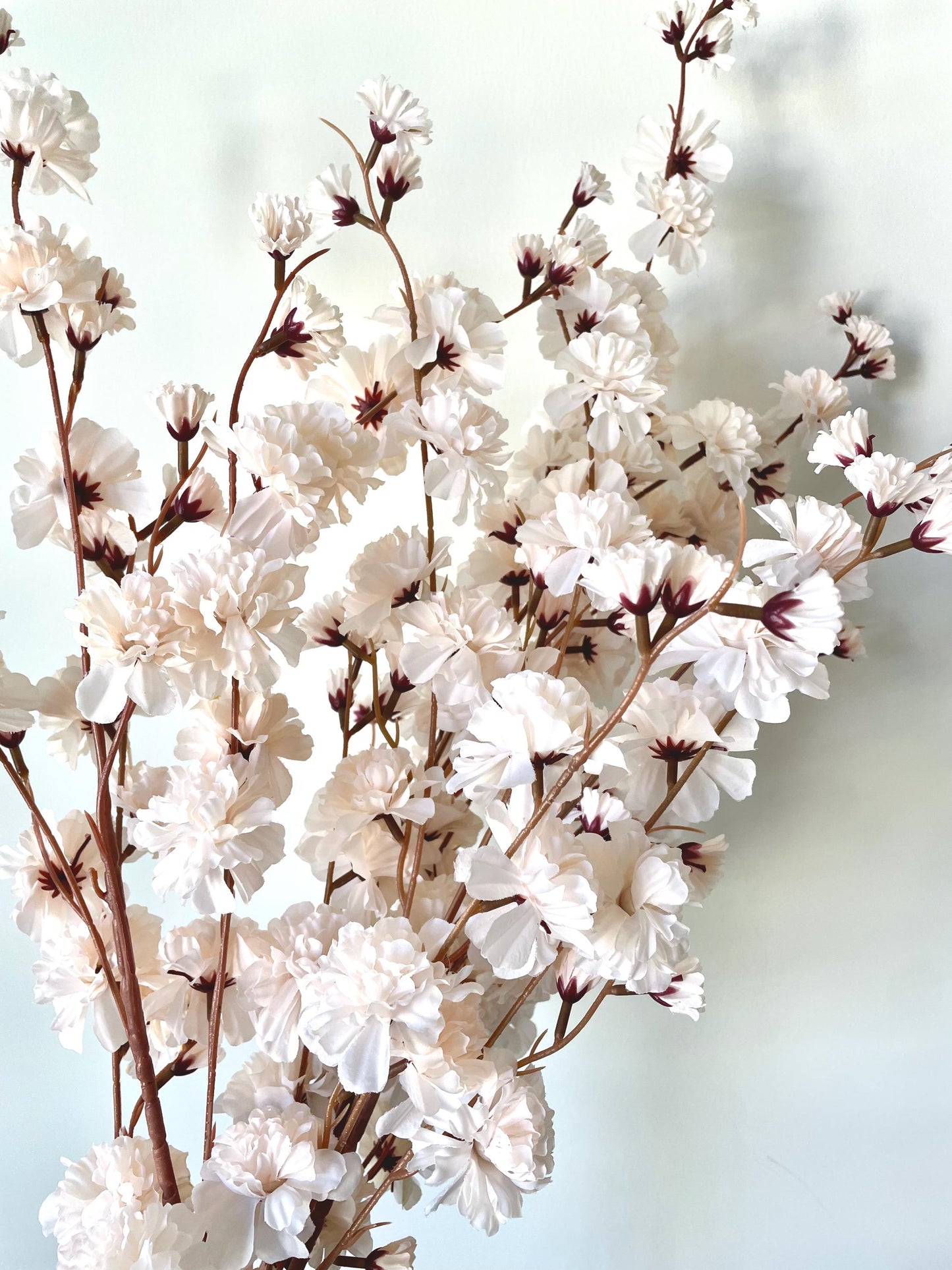 Silk Sakura Branch: Ivory Faux Cherry Blossom, Floral Decor (42")