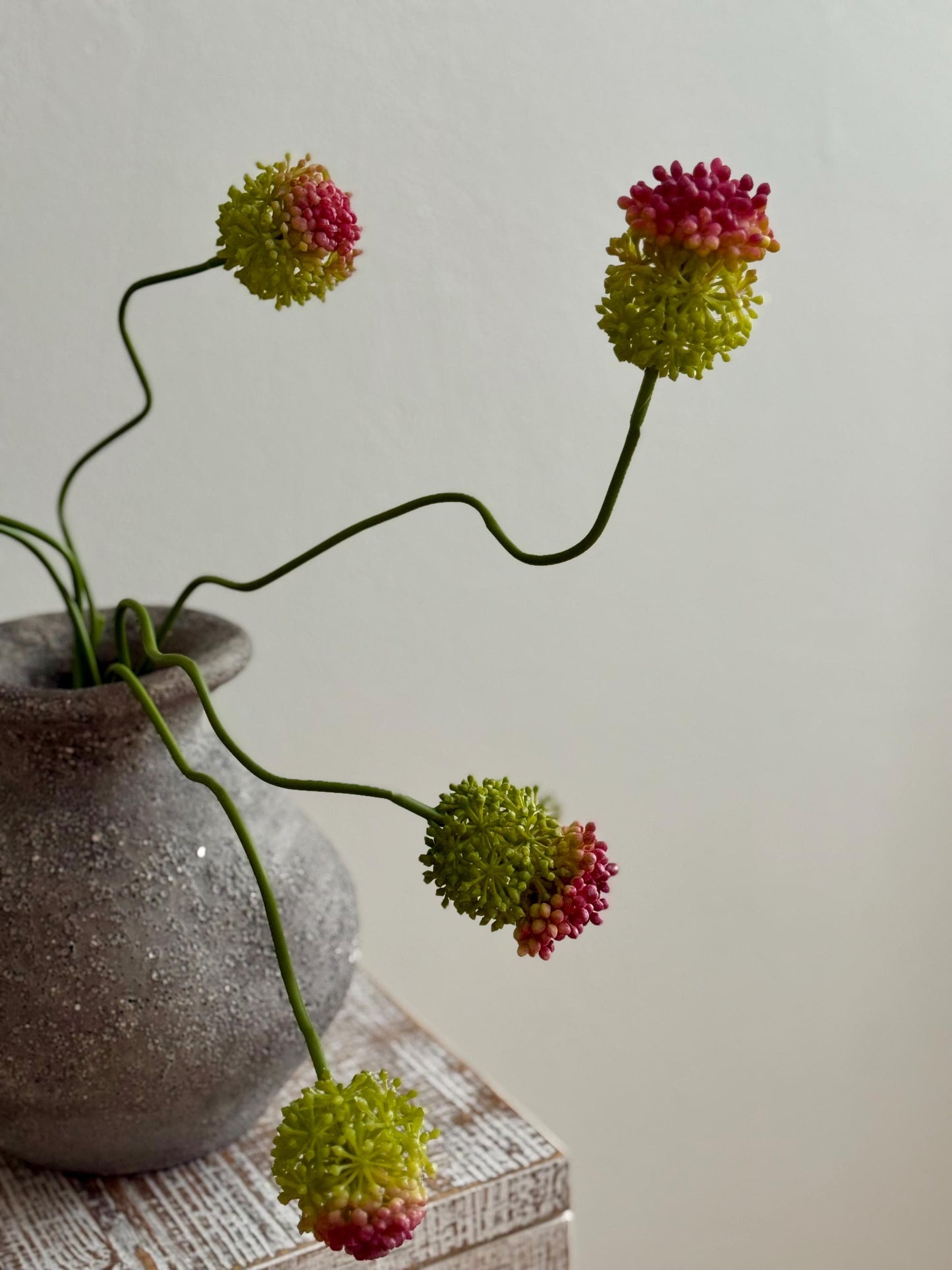 2 Heads Artificial Allium, Silk Dandelion Flower 27.8", Faux Allium Bouquet