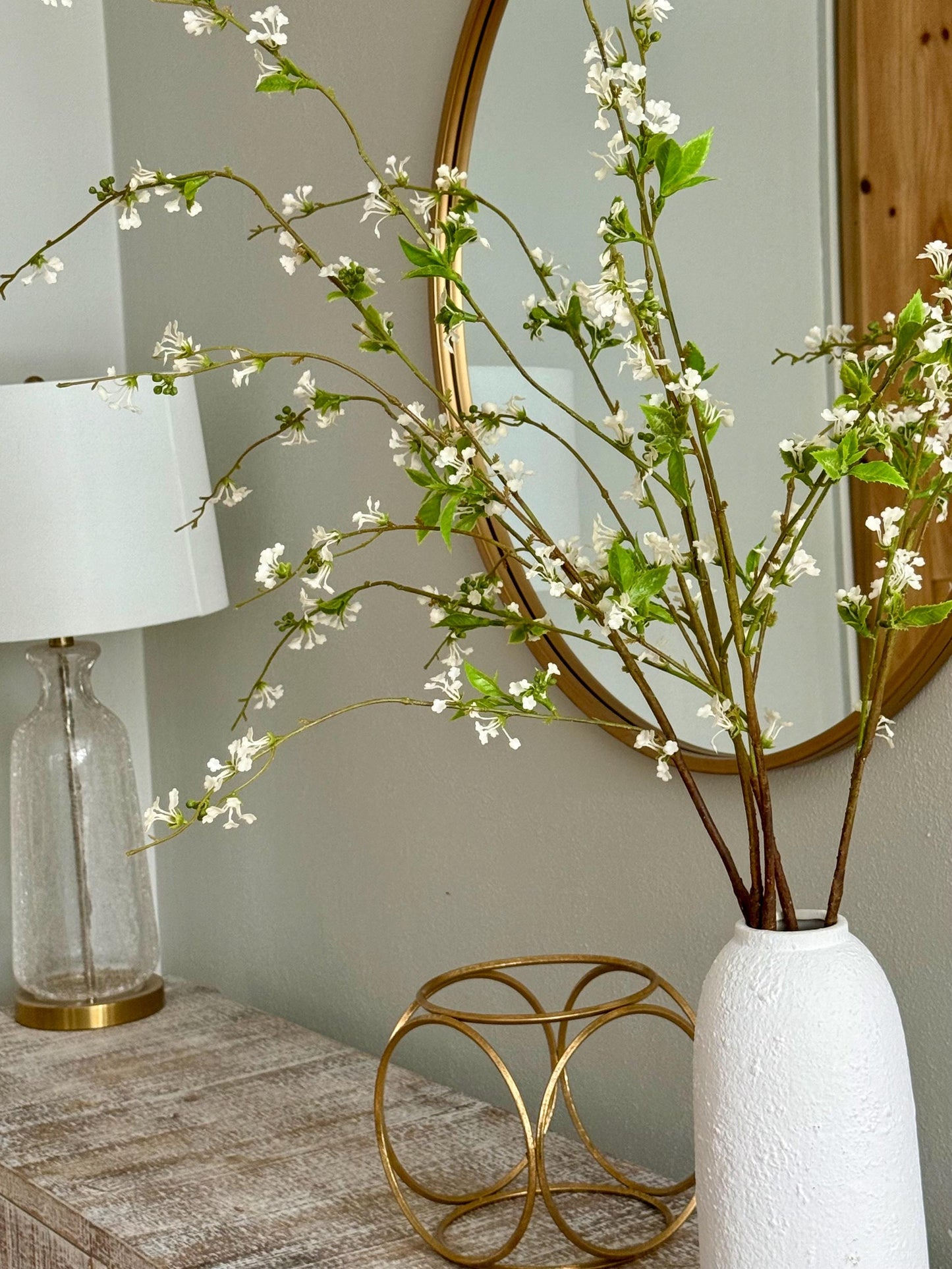 39.5" Artificial Snow Willow Branch White Flowers, Long Faux Greenery Stem