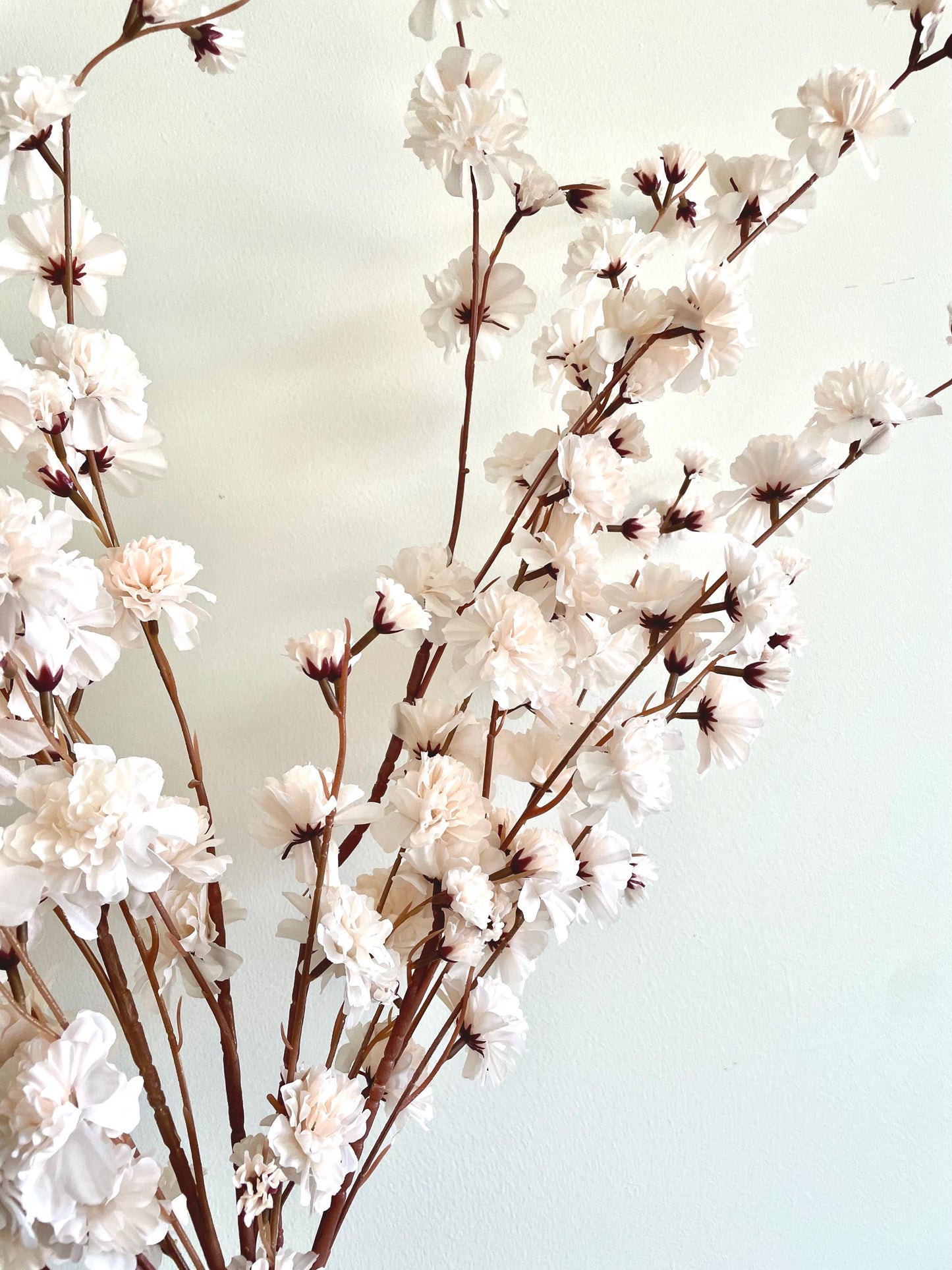 Silk Sakura Branch: Ivory Faux Cherry Blossom, Floral Decor (42")