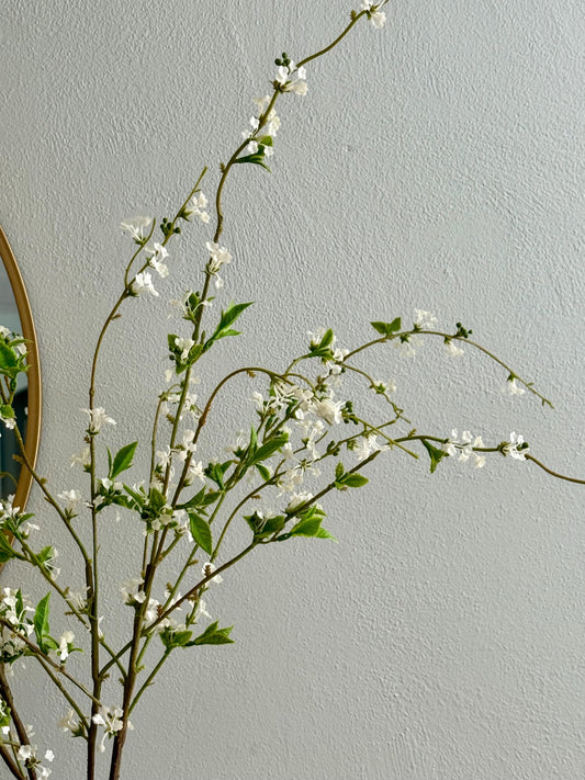 39.5" Artificial Snow Willow Branch White Flowers, Long Faux Greenery Stem