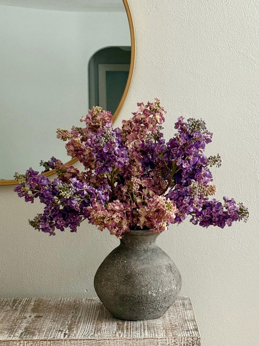 25" Real Touch Lilac Branch, Faux Flower Purple or Pink Stem for Vase Decor