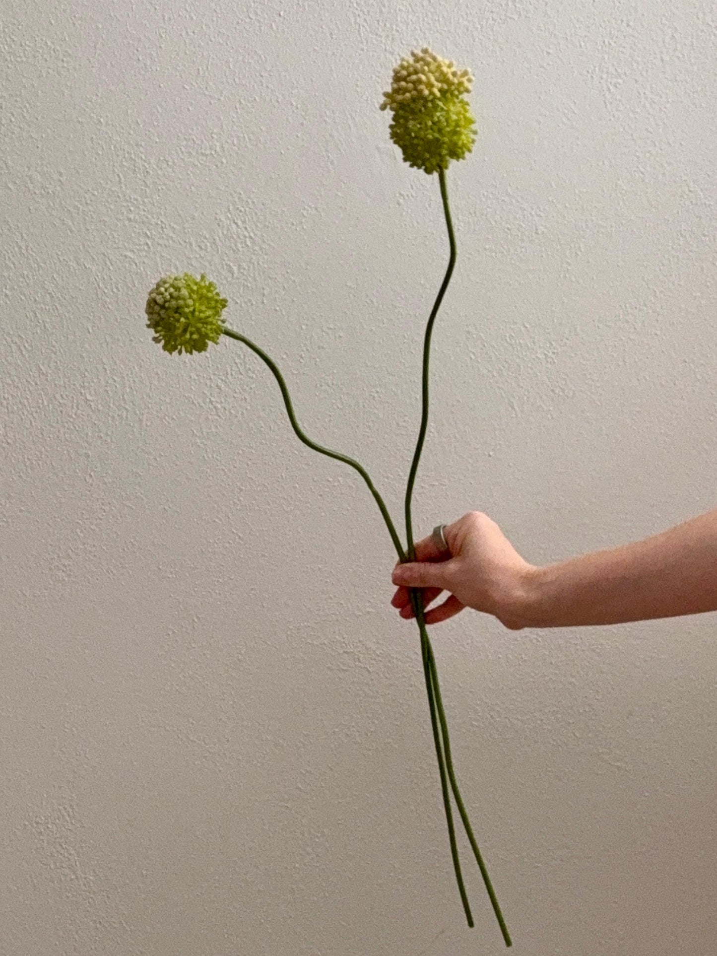 2 Heads Artificial Allium, Silk Dandelion Flower 27.8", Faux Allium Bouquet