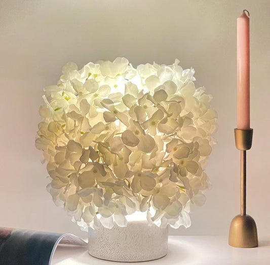 Silk Hydrangea Flower Lamp: Floral Table Lamp, Bookshelf Decor