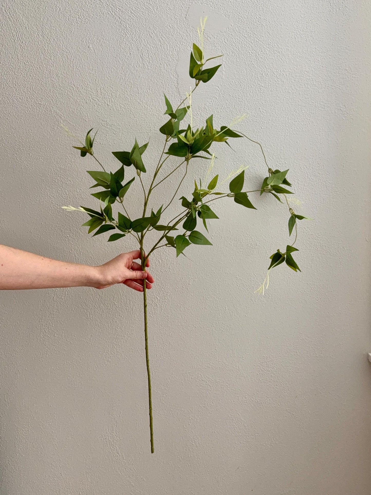 Artificial Clematis Leaves Branch Greenery, Long Faux Stem 44.5"