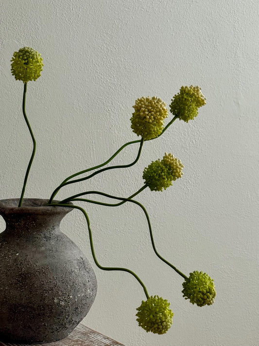 2 Heads Artificial Allium, Silk Dandelion Flower 27.8", Faux Allium Bouquet